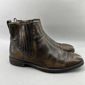John Varvatos Fleetwood Chelsea Boots Men Size 11 Burnished Brown Pull On Shoes
